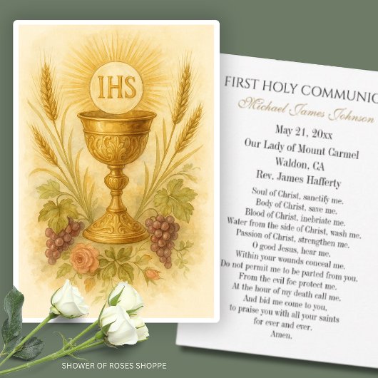 Kommunalgebet Chalice mit Weizentrauben Ankündigung