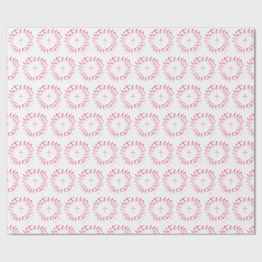 Kommunalrosa Kranz und Kreuz Geschenkpapier (Flach)