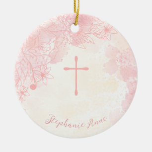 Kommune Blume Rosa Wasserfarben Keramik Ornament