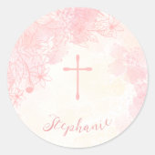 Kommune Blume Rosa Wasserfarben Runder Aufkleber (Vorderseite)