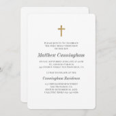 Kommune Boy Minimalistisch mit Imitaten Gold Cross Einladung (Vorne/Hinten)