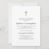 Kommune Boy Minimalistisch mit Imitaten Gold Cross Einladung (Vorderseite)