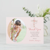 Kommune Foto Rosa Blütenpüree Dankeskarte (Stehend Vorderseite)