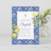 Kommune für ihre Lemon Foliage Mediterrane Tile Einladung (Stehend Vorderseite)