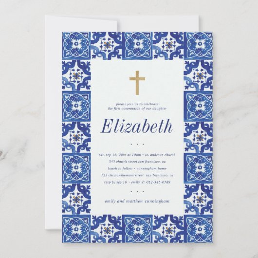 Kommune für ihre mediterranen Fliesen Einladung (Vorderseite)