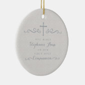 Kommune Verziertes Kreuz in Taupe Blumenmuster Keramik Ornament (Rechts)