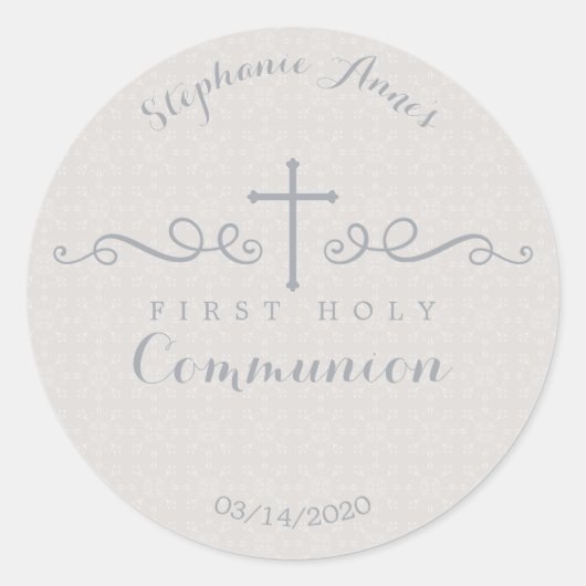 Kommune Verziertes Kreuz in Taupe Blumenmuster Runder Aufkleber (Vorderseite)