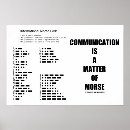 Kommunikation ist eine Frage des Morse Code Spaßes Poster (Vorne)