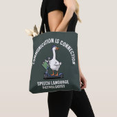 Kommunikation ist verbindende Sprache Gans Tasche (Von Nahem)