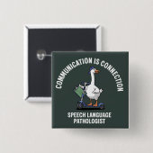 Kommunikation ist Verbindungsrede Sprachgans Button (Vorne & Hinten)