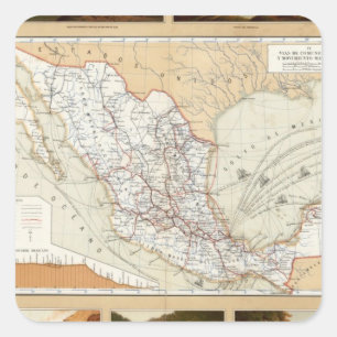 Kommunikation und Transport von Mexiko Quadratischer Aufkleber