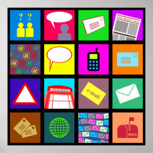 Kommunikations-Fliesen-Tapete Poster