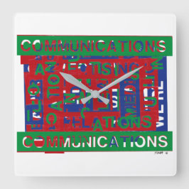 Kommunikationsaufschlüsselung Quadratische Wanduhr
