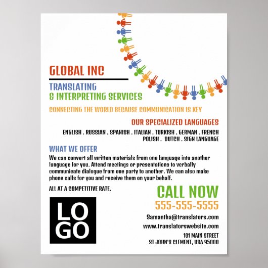 Kommunikationsdesign, Übersetzer und Dolmetscher Poster (Vorne)