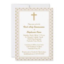 Kommunion Beige mit Gold Polka Dots