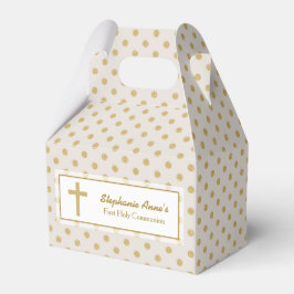 Kommunion Beige mit Gold Polka Dots Geschenkschachtel