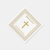 Kommunion Beige mit Gold Polka Dots Serviette (Ecke)