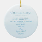 Kommunion Blauer Kranz und Kreuz Keramik Ornament (Hinten)