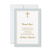 Kommunion Blue mit Gold Polka Dots