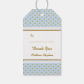 Kommunion Blue mit Gold Polka Dots Geschenkanhänger (Rückseite)