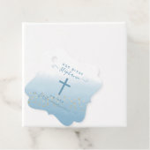 Kommunion Cross Blue Watercolor Gefältmarken Geschenkanhänger (Beispiel)