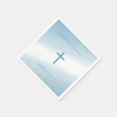 Kommunion Cross Blue Watercolor Napkins Serviette (Ecke)