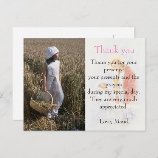 Kommunion Dankeschön bemerken benutzerdefinierte F Postkarte (Vorne/Hinten)