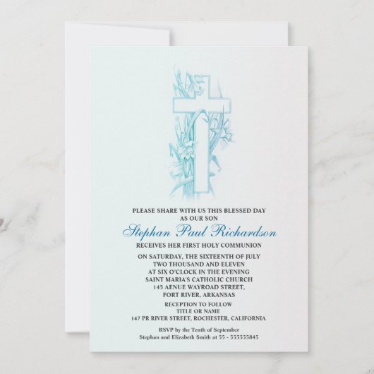 Kommunion Einladungen zum "Blue Boy" (Vorderseite)