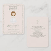 Kommunion Girl Prayer Card Visitenkarte (Vorne/Hinten)