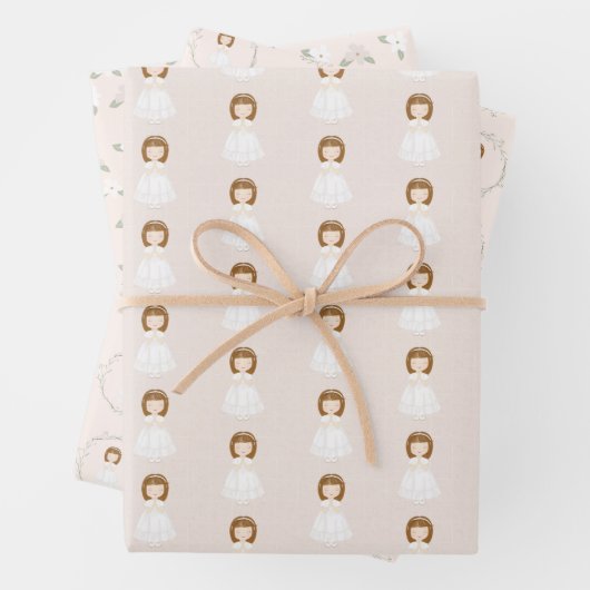 Kommunion Girl Praying Geschenkpapier Set (Beispiel)
