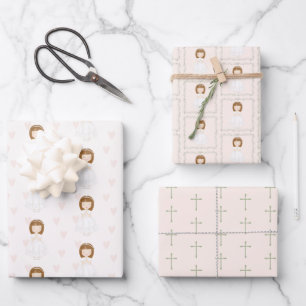 Kommunion Girl Praying Geschenkpapier Set