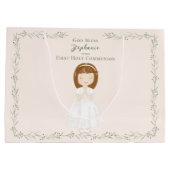 Kommunion Girl Praying Große Geschenktüte (Rückseite)