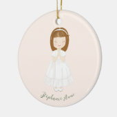 Kommunion Girl Praying Keramik Ornament (Links)