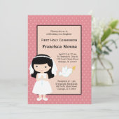 Kommunion Girl * Wählen Sie Ihre Hintergrundfarbe Einladung (Stehend Vorderseite)