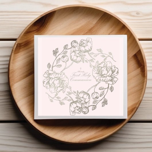 Kommunion Gold Floral Napkins Serviette