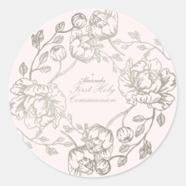 Kommunion Gold Floral Sticker