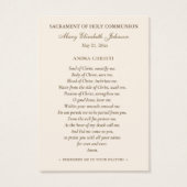 Kommunion Jesus Herz Erinnerung Heilige Karte (Rückseite)