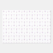 Kommunion Lavender Cross Hearts and Dots Geschenkpapier Set (Vorderseite)