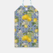 Kommunion Lemon Floral Citrus Foliage Blue Geschenkanhänger (Rückseite)