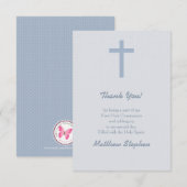 Kommunion Pastel Blue Cross Einladung (Vorne/Hinten)