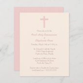 Kommunion Pastel Pink Cross Einladung (Vorne/Hinten)