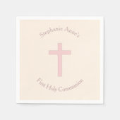 Kommunion Pastel Pink Cross Serviette (Vorderseite)
