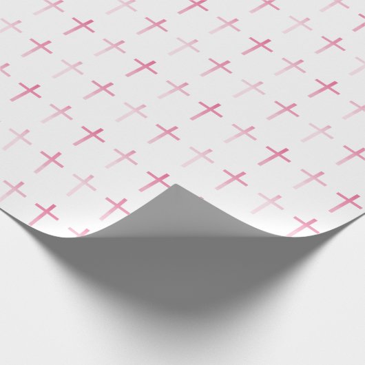 Kommunion Pink Cross Geschenkpapier (Ecke)