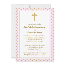 Kommunion Pink mit Gold Polka Dots