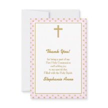 Kommunion Pink mit Gold Polka Dots