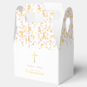 Kommunion Pink und Gold Confetti Geschenkschachtel (Geöffnet)