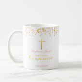 Kommunion Pink und Gold Confetti Kaffeetasse (Links)