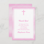 Kommunion Pink Watercolor Einladung (Vorne/Hinten)