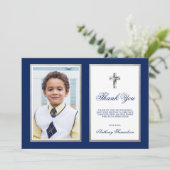 Kommunion Taufen Bestätigung der Marine Boy FOTO Dankeskarte (Stehend Vorderseite)