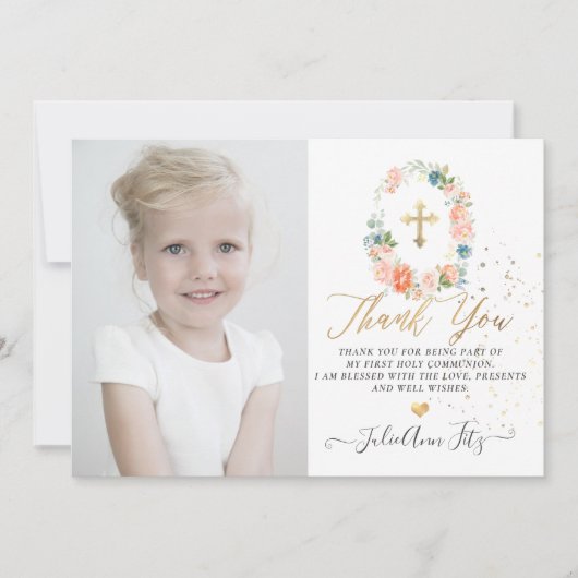 Kommunion über die Rose der Wasserfarben Pastel Bl Einladung (Vorderseite)